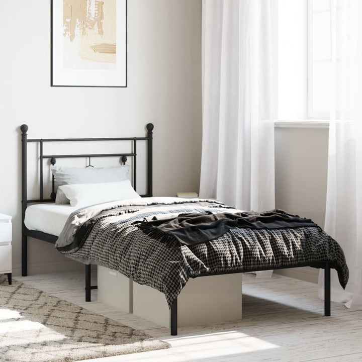 sengeramme med sengegavl 90x190 cm metal sort