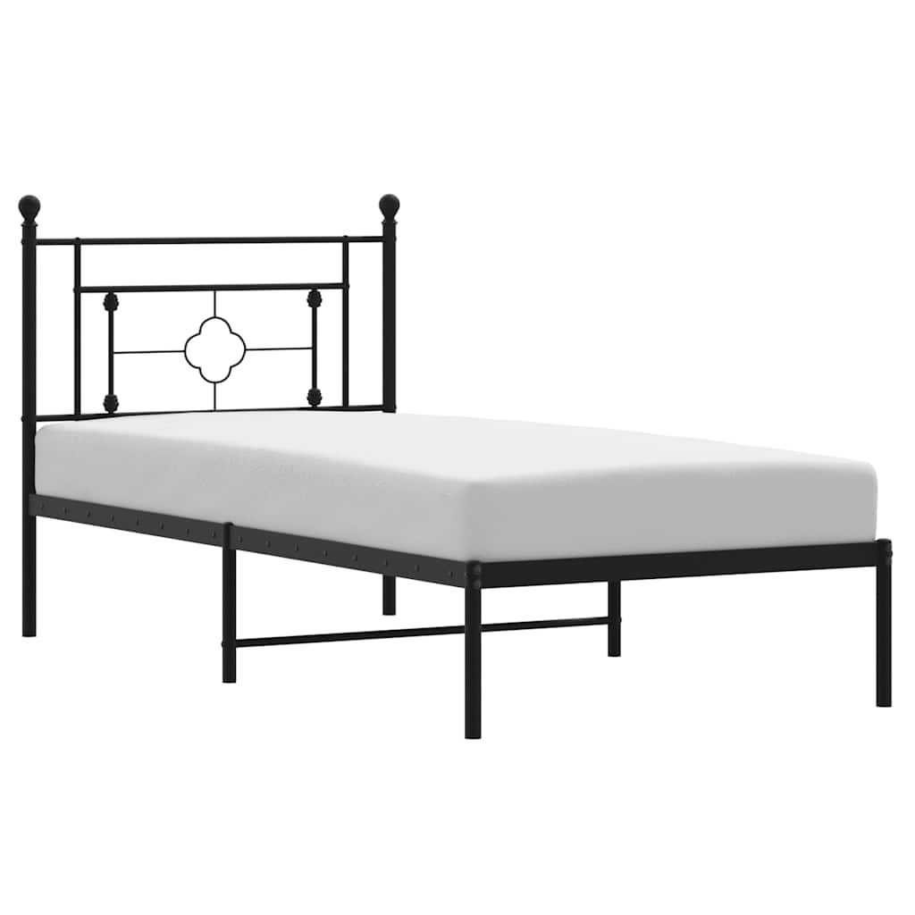 sengeramme med sengegavl 100x200 cm metal sort