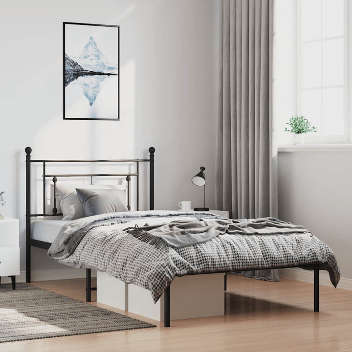 sengeramme med sengegavl 100x200 cm metal sort
