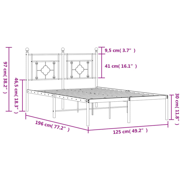 sengeramme med sengegavl 120x190 cm metal sort