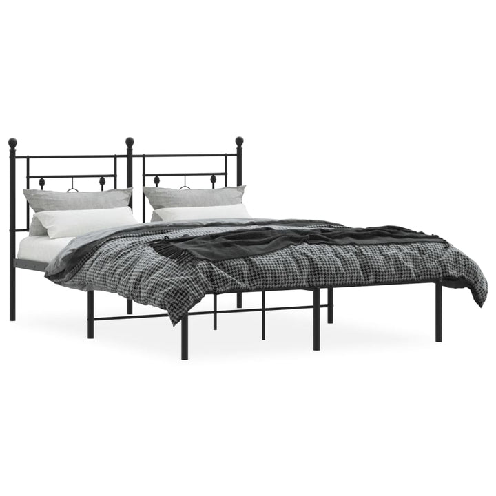 sengeramme med sengegavl 135x190 cm metal sort
