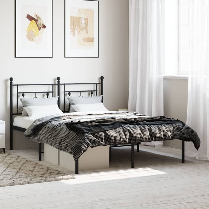 sengeramme med sengegavl 135x190 cm metal sort