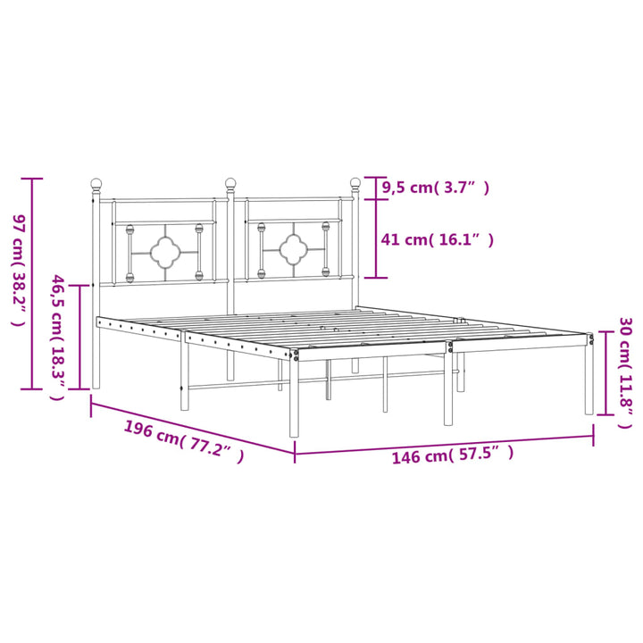 sengeramme med sengegavl 140x190 cm metal sort