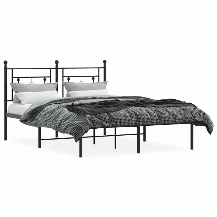 sengeramme med sengegavl 140x200 cm metal sort
