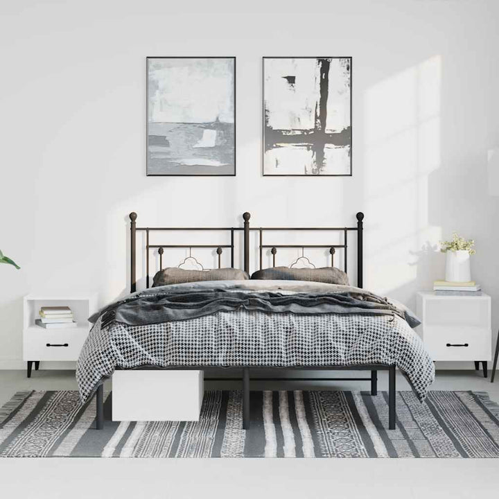 sengeramme med sengegavl 150x200 cm metal sort