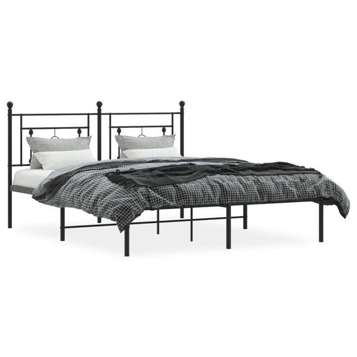 sengeramme med sengegavl 160x200 cm metal sort