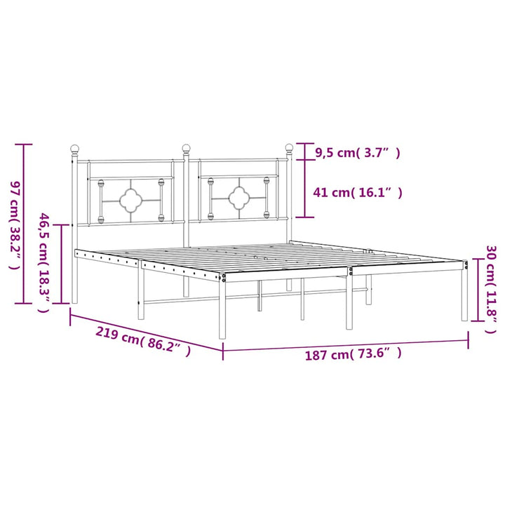 sengeramme med sengegavl 183x213 cm metal sort