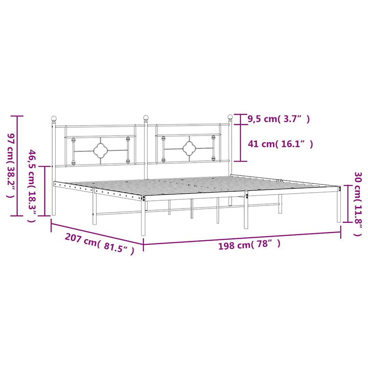 sengeramme med sengegavl 193x203 cm metal sort