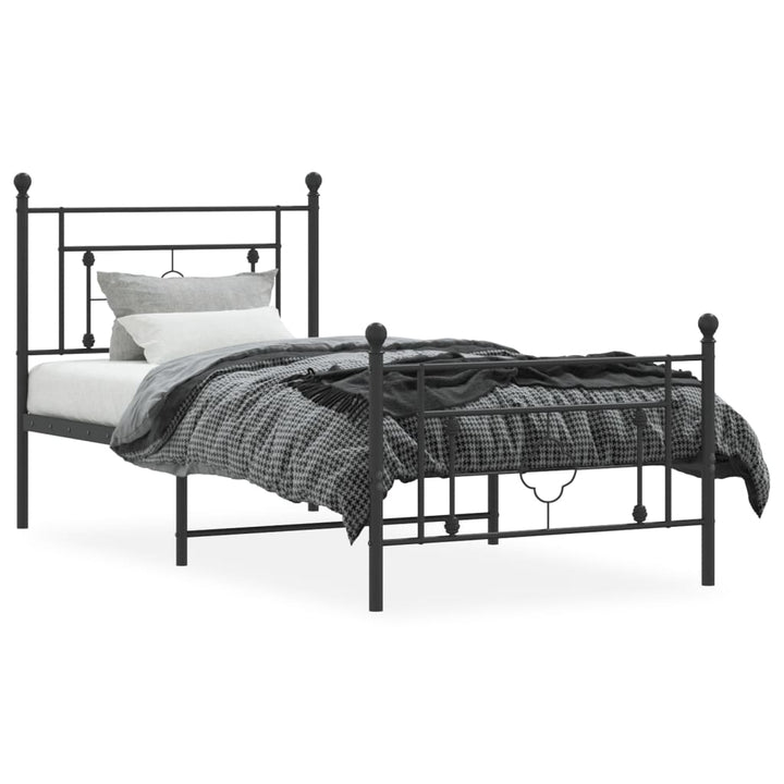 sengeramme med sengegavl og fodgærde 90x190 cm metal sort
