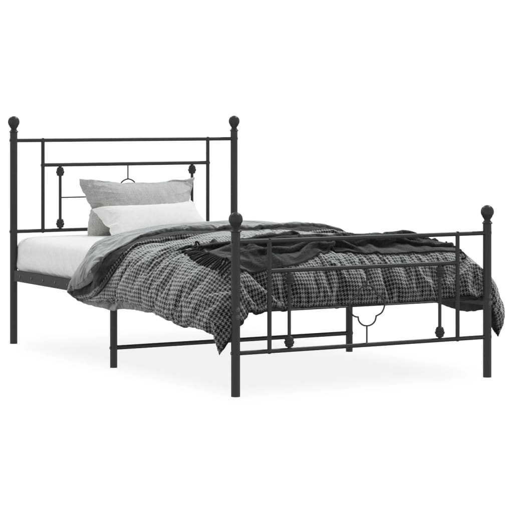 sengeramme med sengegavl og fodgærde 107x203 cm metal sort