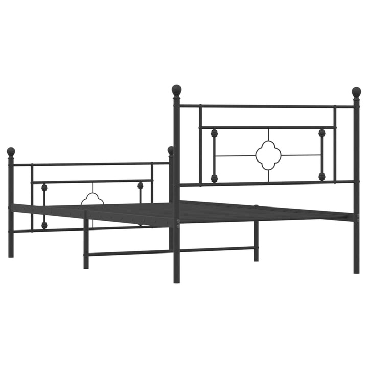 sengeramme med sengegavl og fodgærde 107x203 cm metal sort