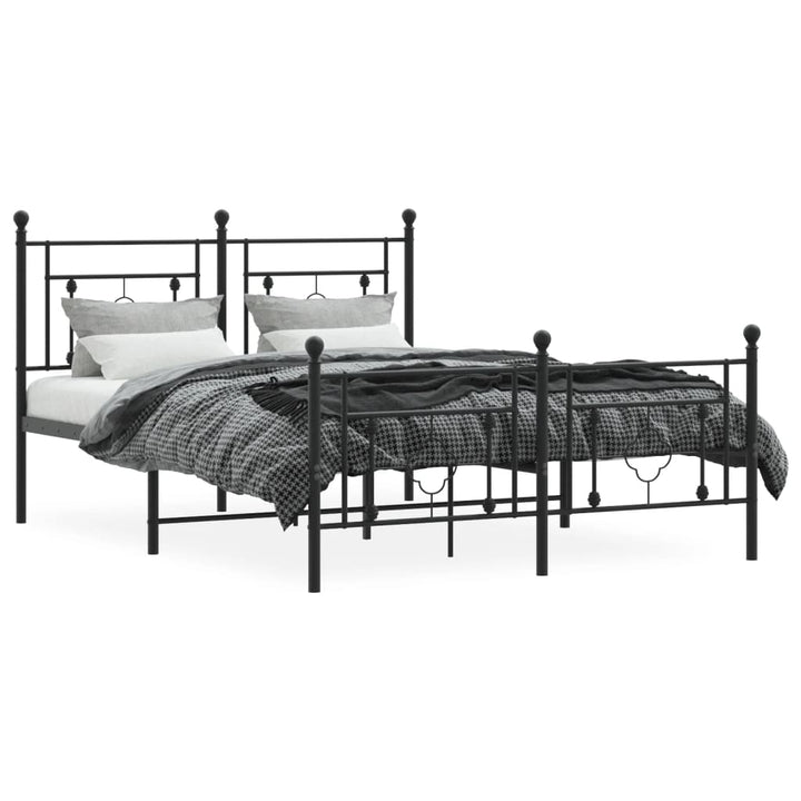 sengeramme med sengegavl og fodgærde 135x190 cm metal sort