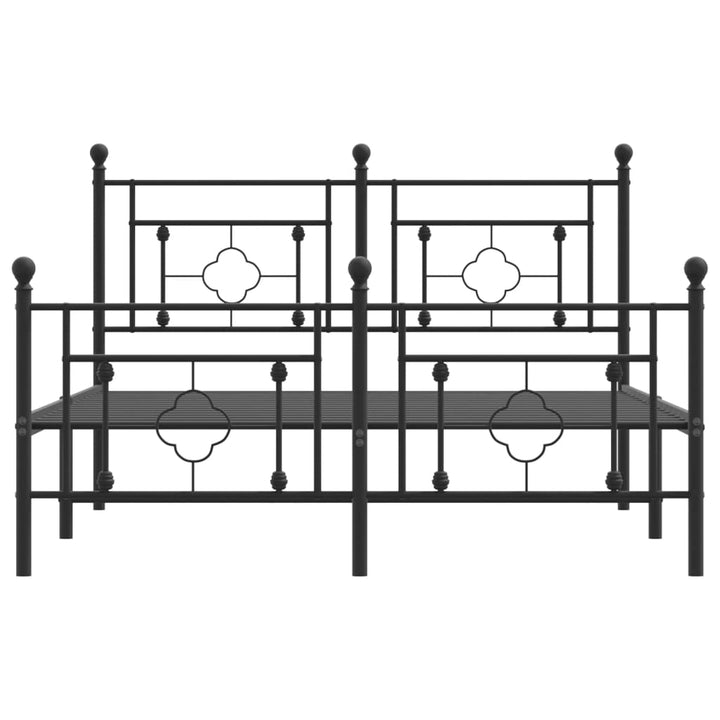 sengeramme med sengegavl og fodgærde 135x190 cm metal sort