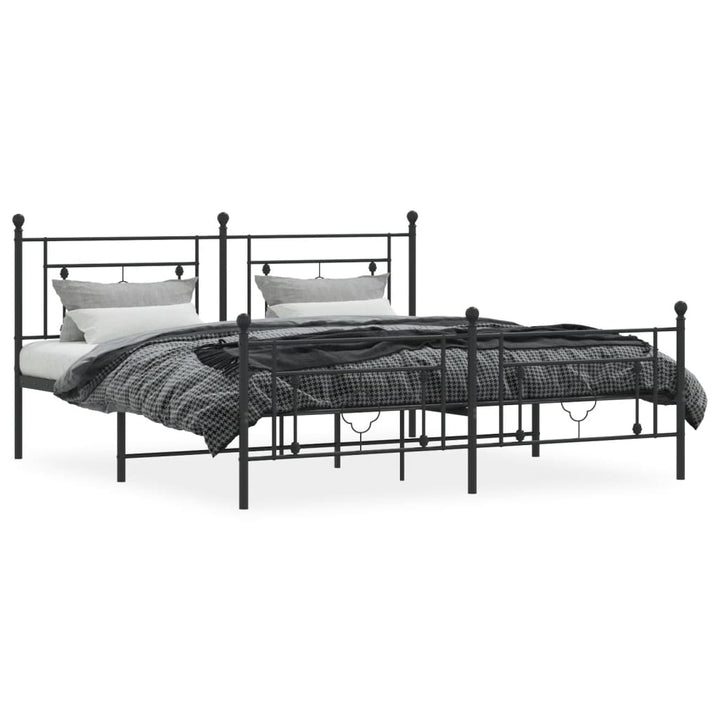 sengeramme med sengegavl og fodgærde 183x213 cm metal sort
