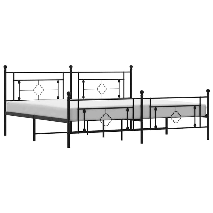 sengeramme med sengegavl og fodgærde 193x203 cm metal sort