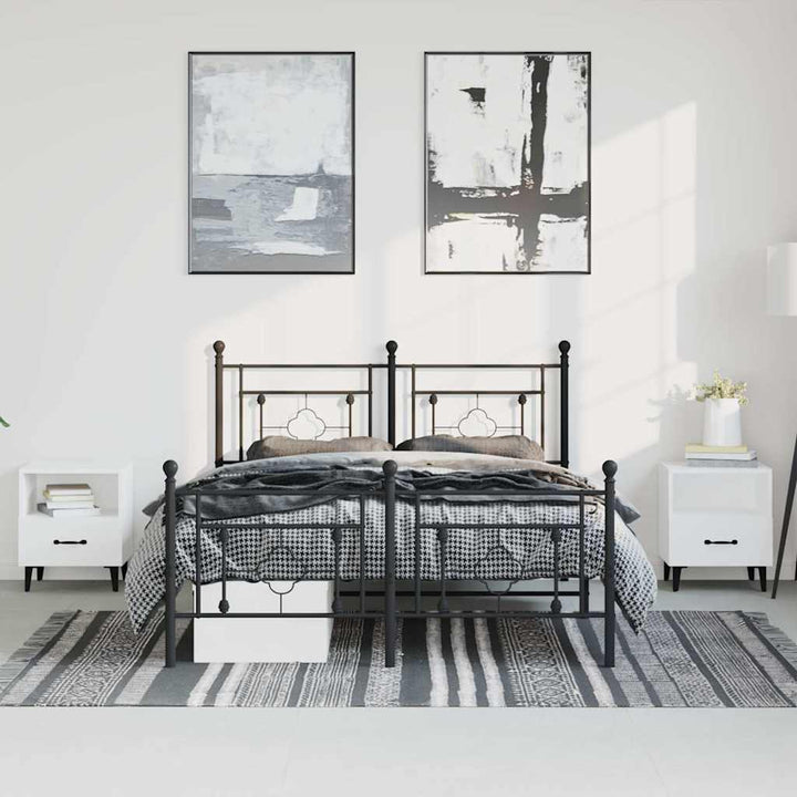 sengeramme med sengegavl og fodgærde 193x203 cm metal sort