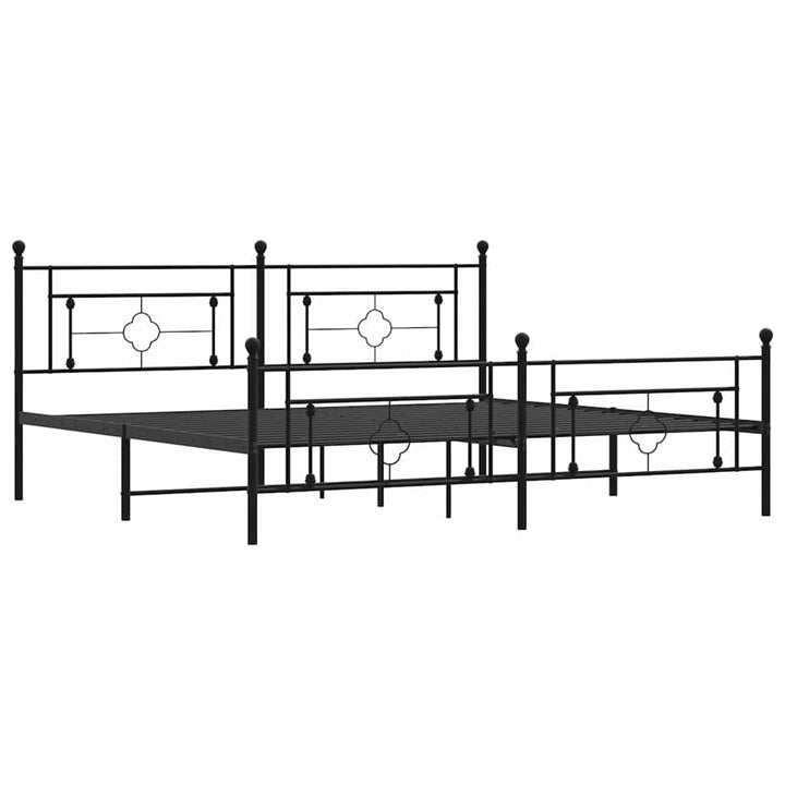 sengeramme med sengegavl og fodgærde 193x203 cm metal sort