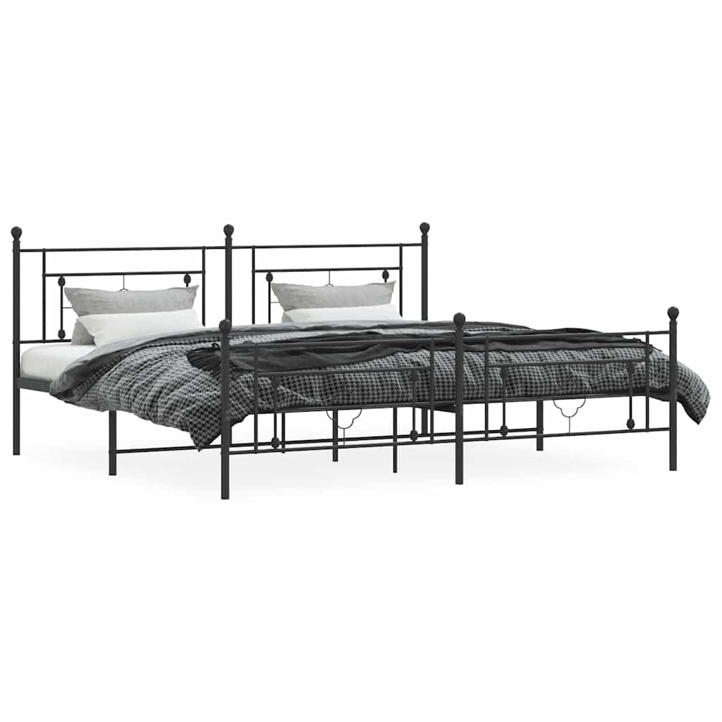 sengeramme med sengegavl og fodgærde 193x203 cm metal sort