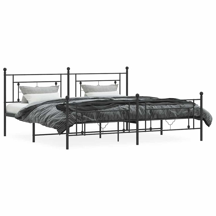 sengeramme med sengegavl og fodgærde 193x203 cm metal sort