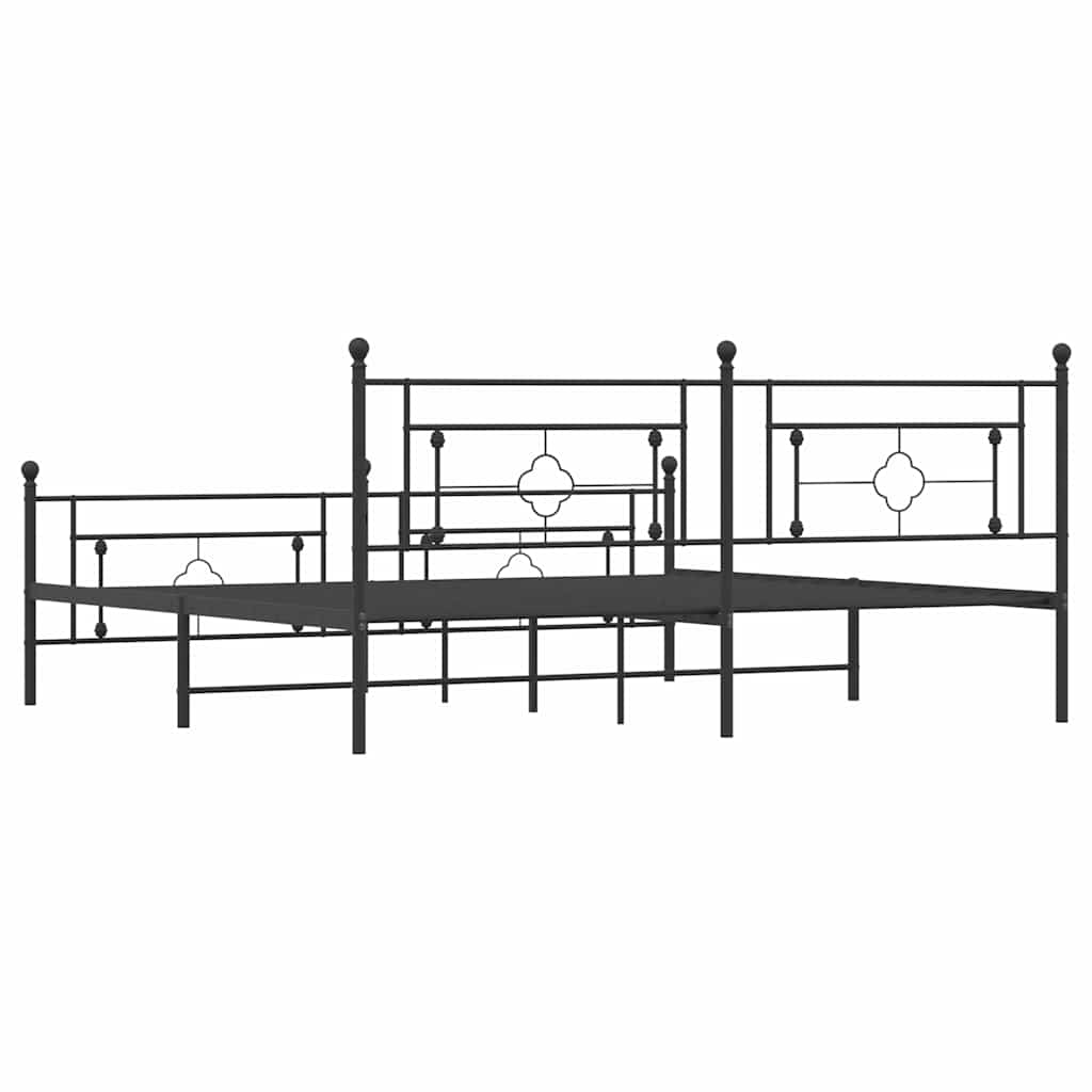 sengeramme med sengegavl og fodgærde 193x203 cm metal sort