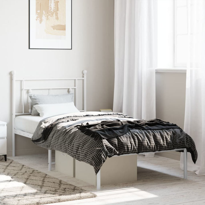 sengeramme med sengegavl 90x200 cm metal hvid