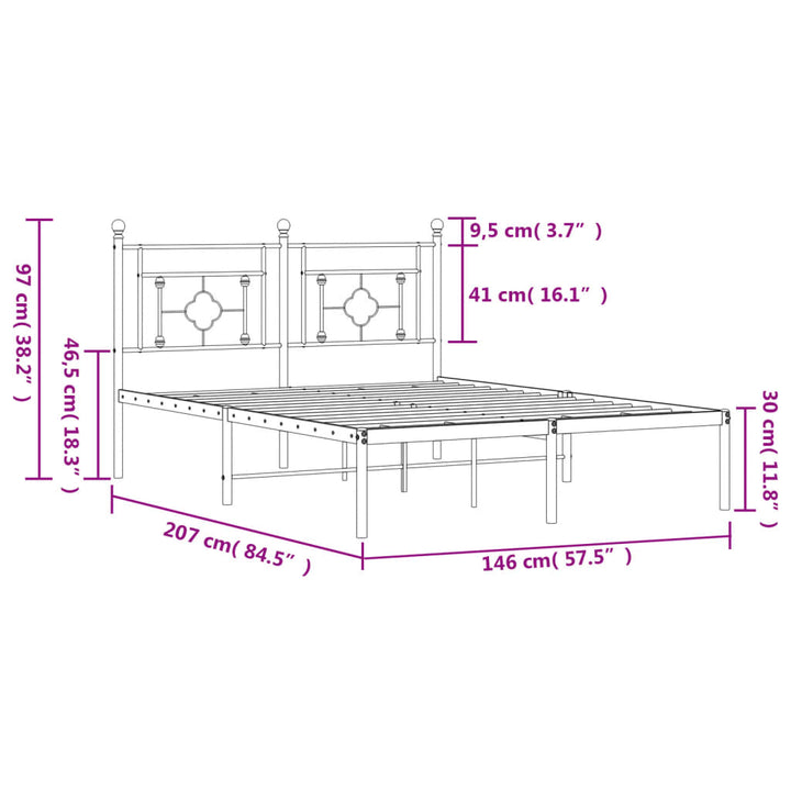 sengeramme med sengegavl 140x200 cm metal hvid