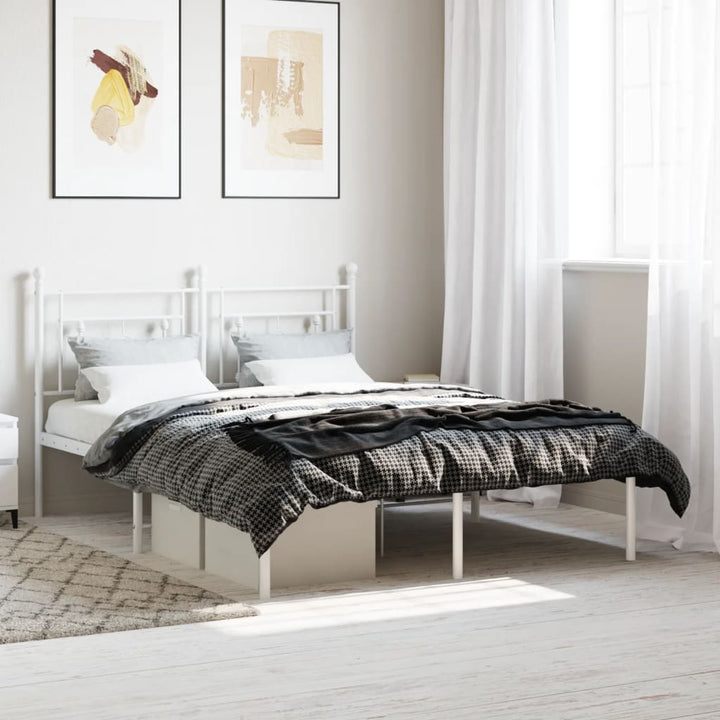 sengeramme med sengegavl 140x200 cm metal hvid