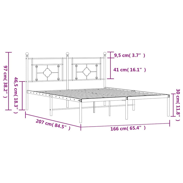 sengeramme med sengegavl 160x200 cm metal hvid