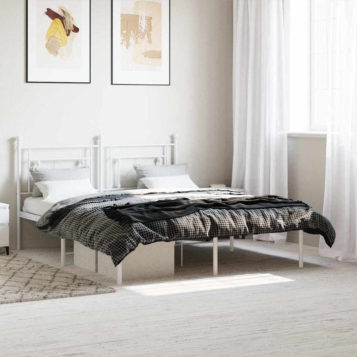 sengeramme med sengegavl 160x200 cm metal hvid