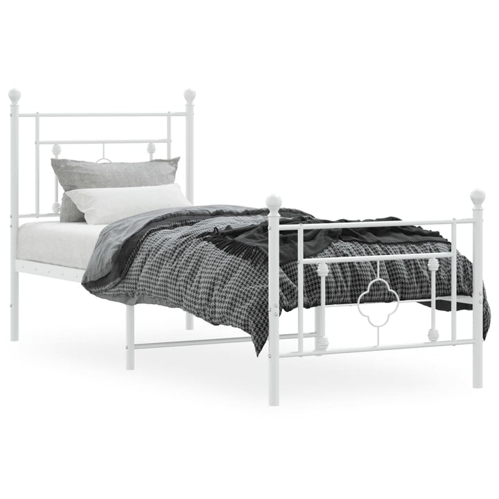 sengeramme med sengegavl og fodgærde 80x200 cm metal hvid