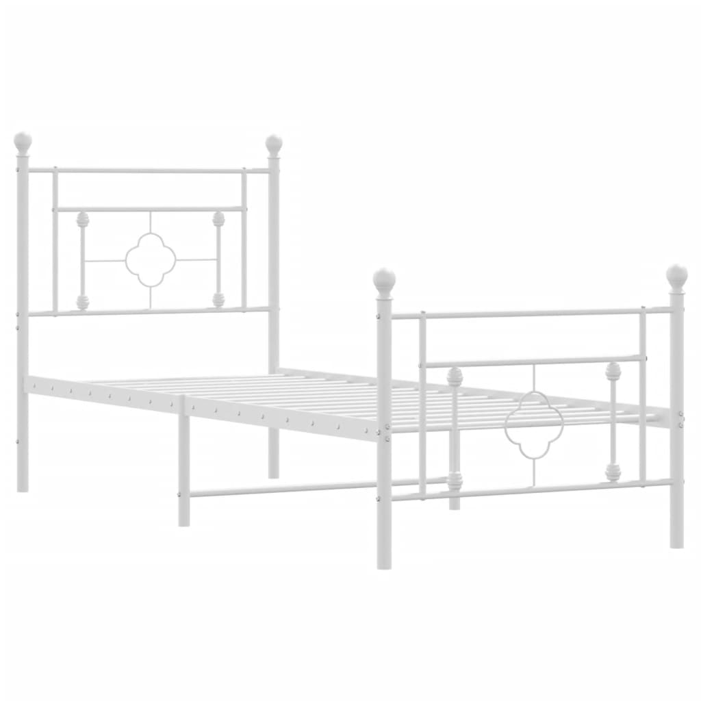 sengeramme med sengegavl og fodgærde 80x200 cm metal hvid