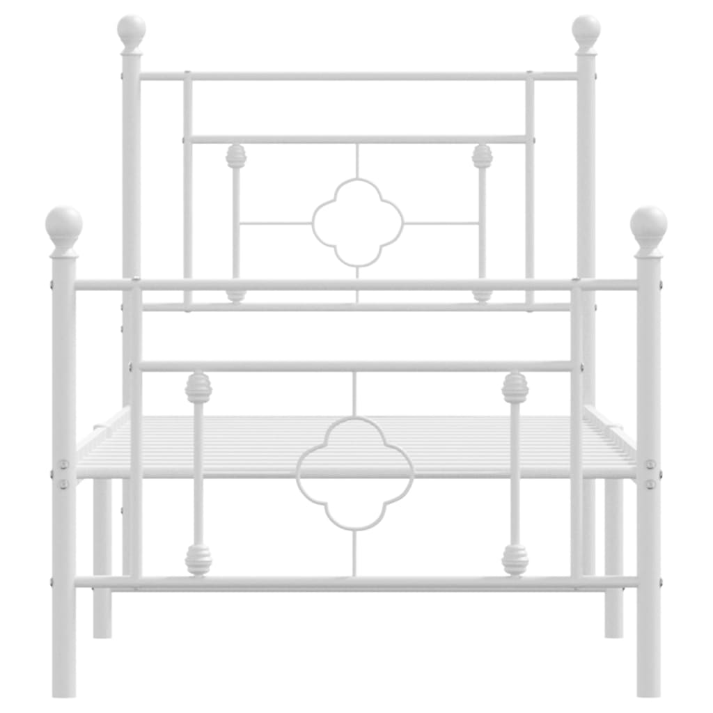 sengeramme med sengegavl og fodgærde 80x200 cm metal hvid