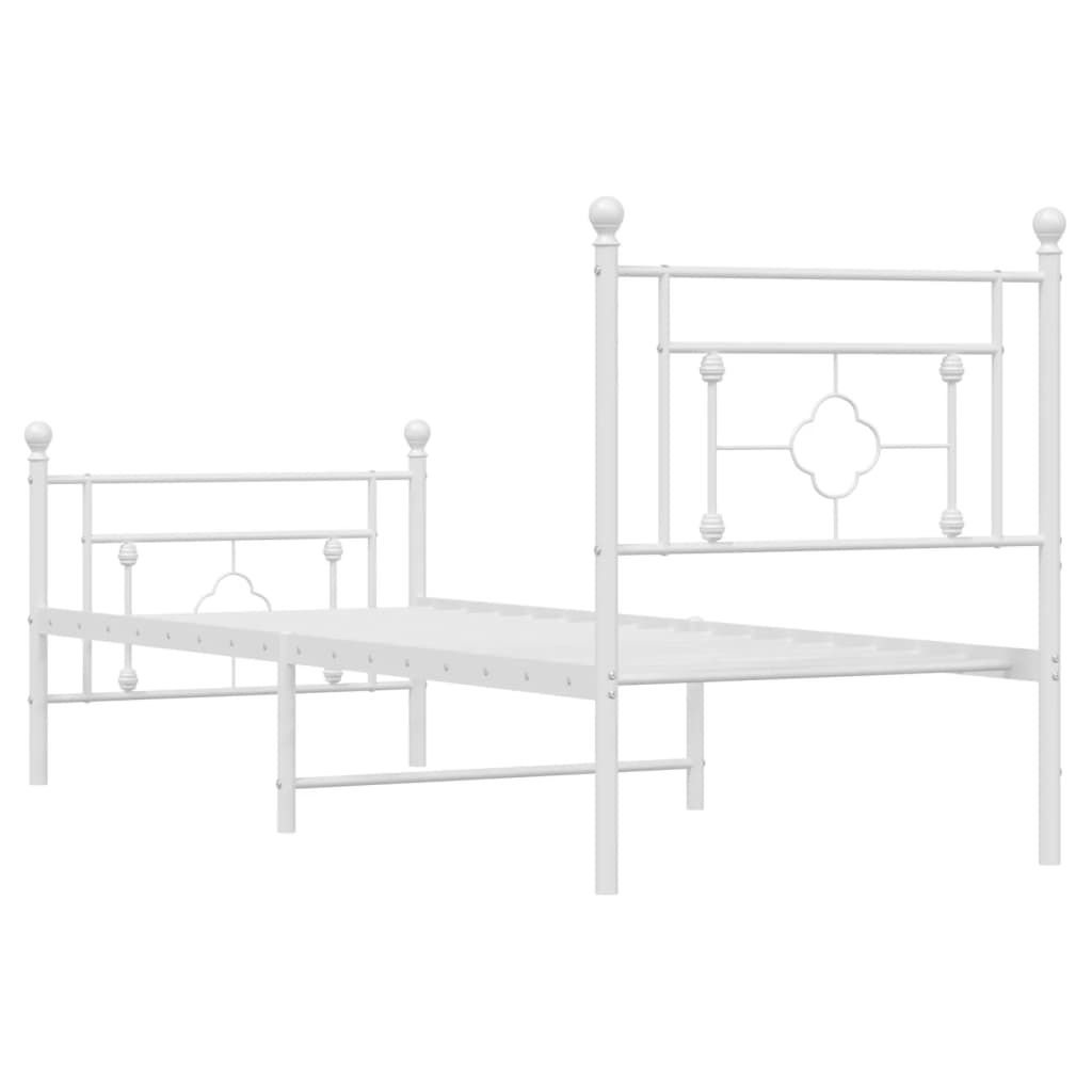 sengeramme med sengegavl og fodgærde 80x200 cm metal hvid