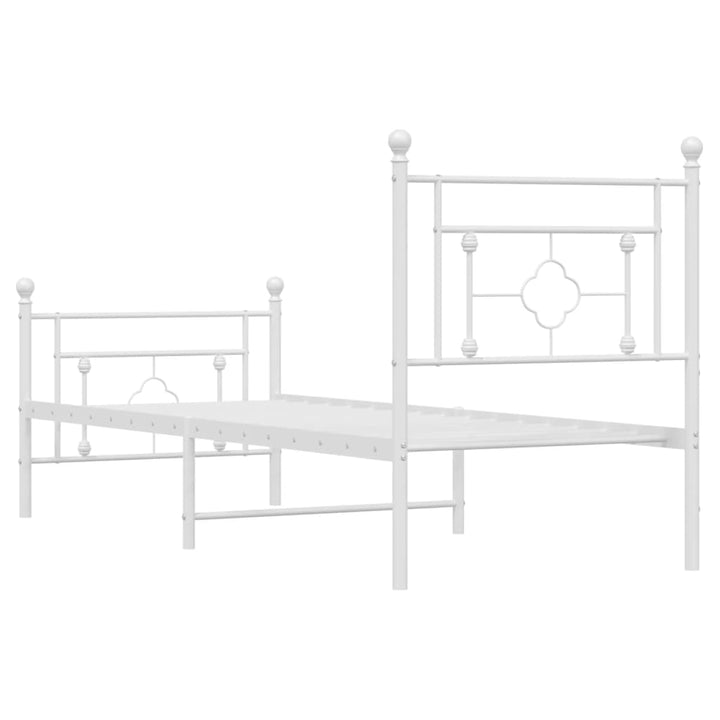 sengeramme med sengegavl og fodgærde 80x200 cm metal hvid