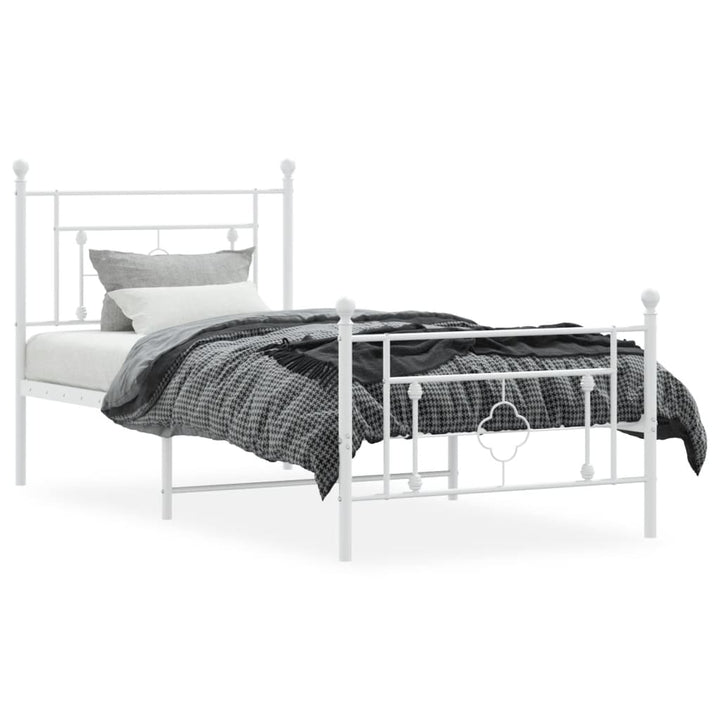 sengeramme med sengegavl og fodgærde 100x190 cm metal hvid