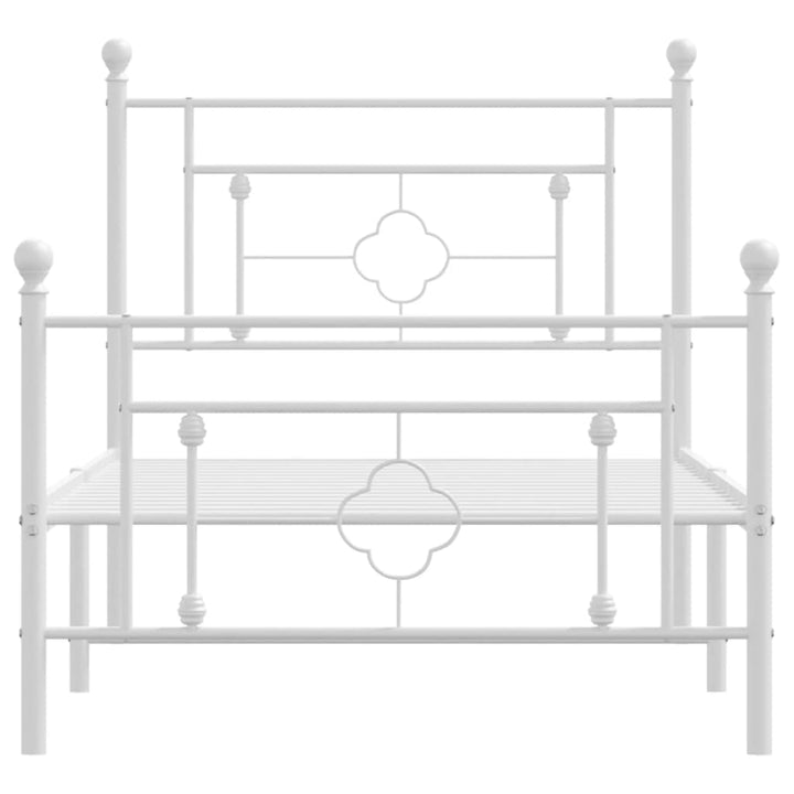 sengeramme med sengegavl og fodgærde 100x190 cm metal hvid
