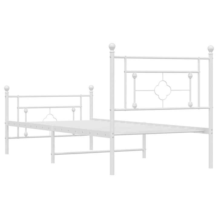 sengeramme med sengegavl og fodgærde 100x190 cm metal hvid