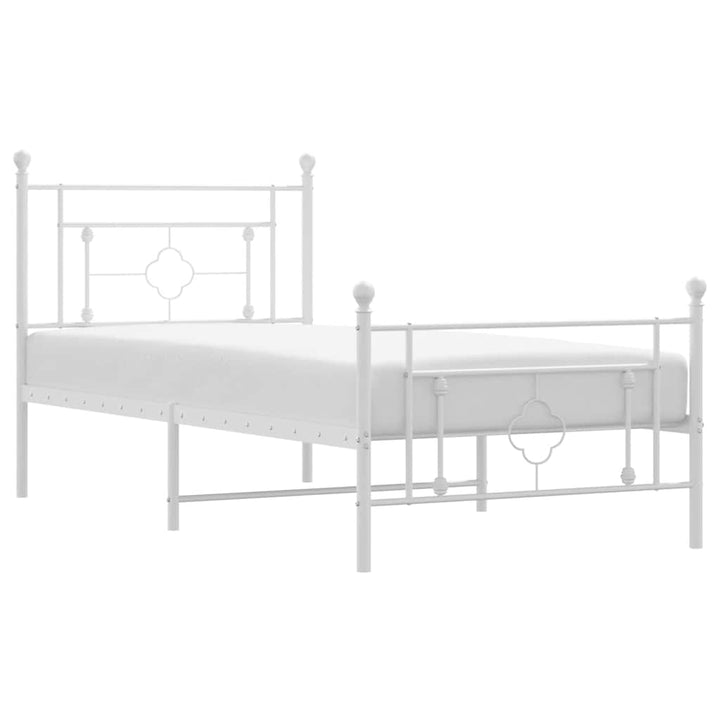 sengeramme med sengegavl og fodgærde 100x200 cm metal hvid