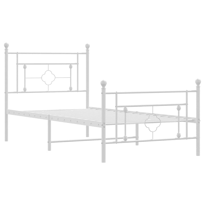 sengeramme med sengegavl og fodgærde 100x200 cm metal hvid