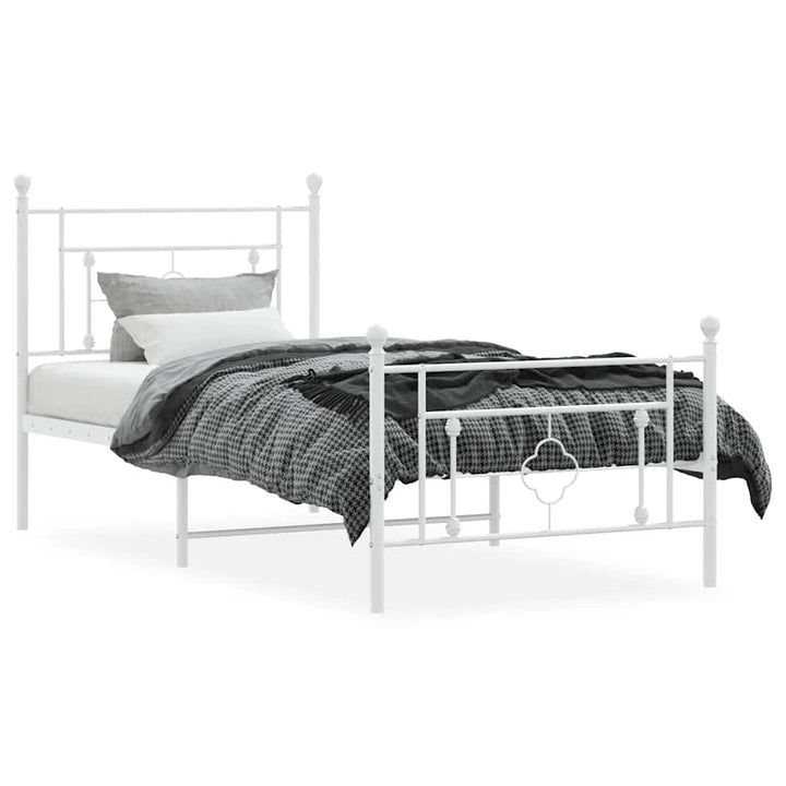 sengeramme med sengegavl og fodgærde 100x200 cm metal hvid
