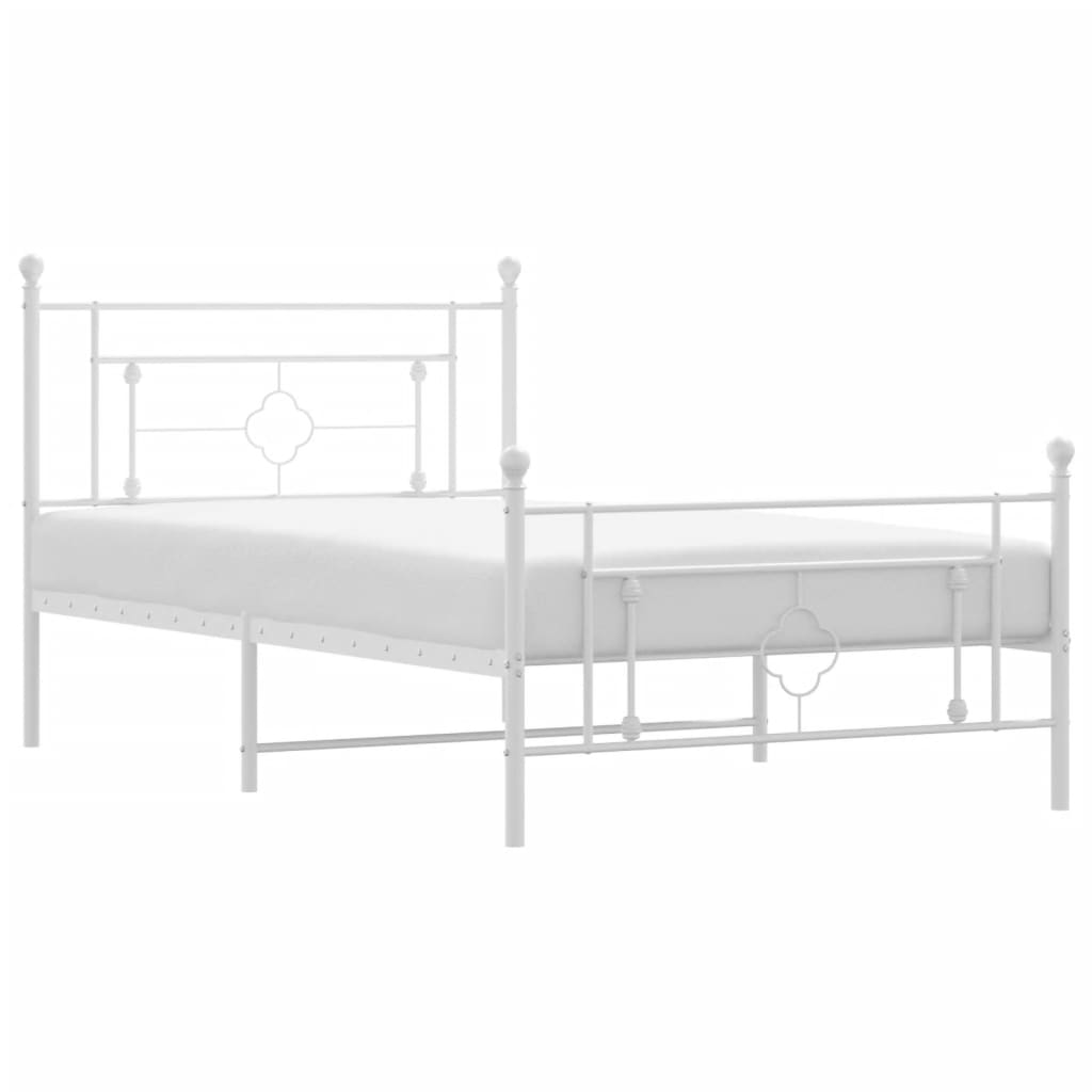sengeramme med sengegavl og fodgærde 107x203 cm metal hvid