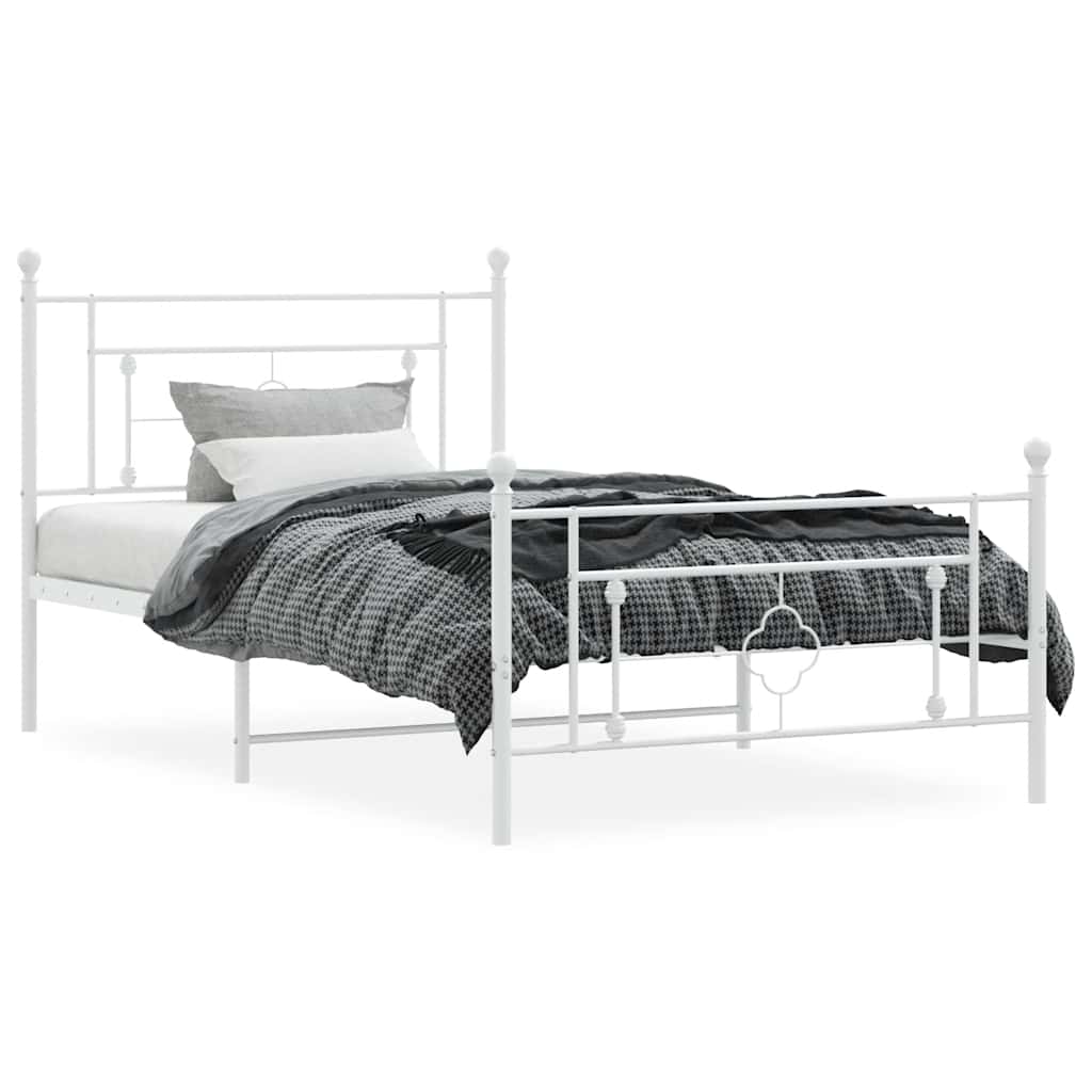 sengeramme med sengegavl og fodgærde 107x203 cm metal hvid