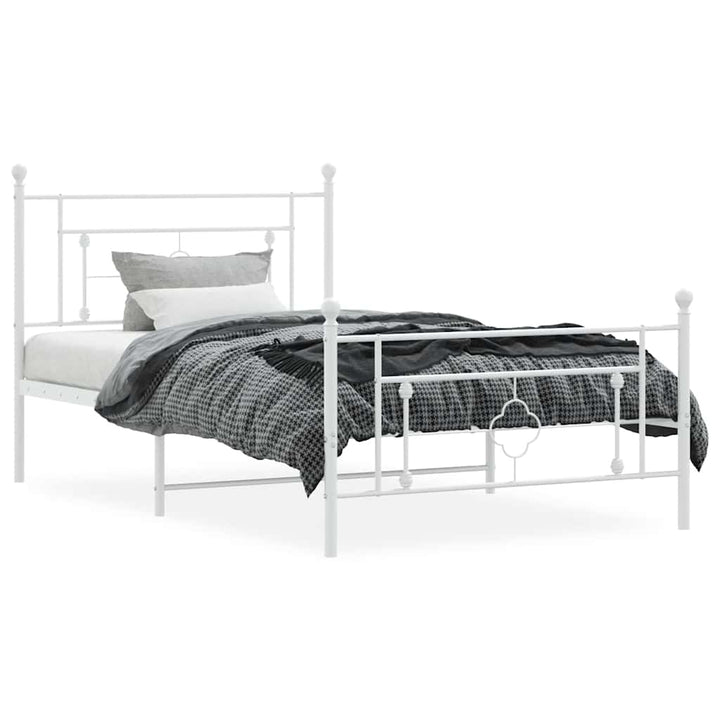 sengeramme med sengegavl og fodgærde 107x203 cm metal hvid