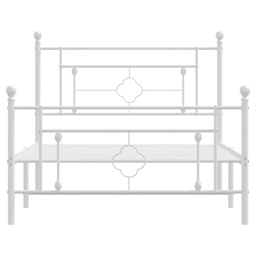 sengeramme med sengegavl og fodgærde 107x203 cm metal hvid