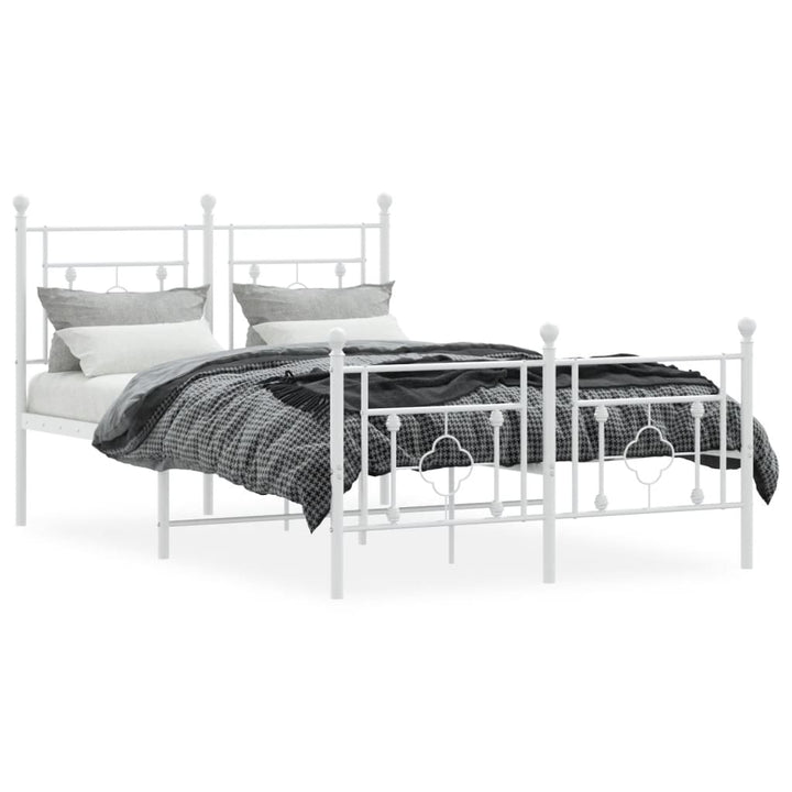 sengeramme med sengegavl og fodgærde 120x190 cm metal hvid