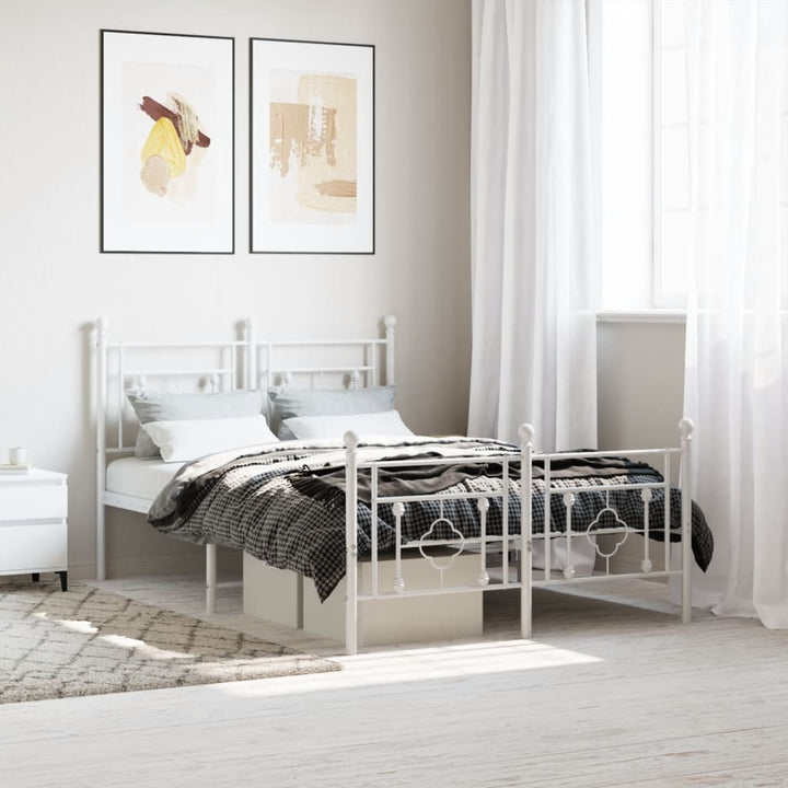 sengeramme med sengegavl og fodgærde 120x190 cm metal hvid