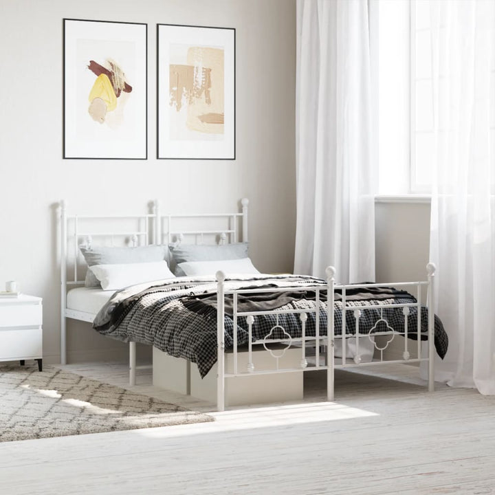 sengeramme med sengegavl og fodgærde 120x200 cm metal hvid