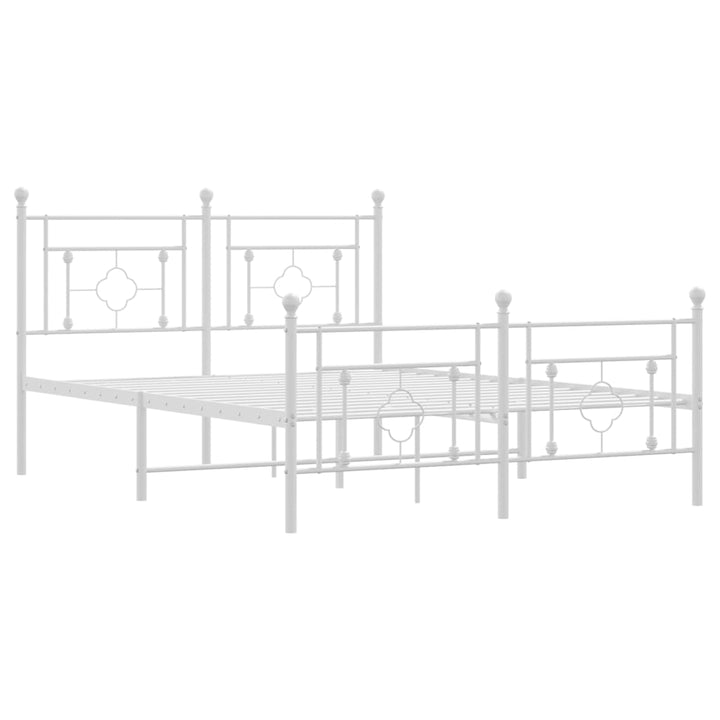 sengeramme med sengegavl og fodgærde 135x190 cm metal hvid