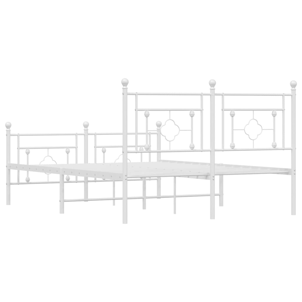 sengeramme med sengegavl og fodgærde 135x190 cm metal hvid