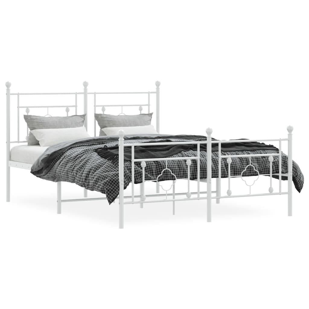 sengeramme med sengegavl og fodgærde 140x190 cm metal hvid